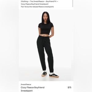 Aritzia TNA Cozy Fleece Boyfriend Sweatpants- Size L - Color Black